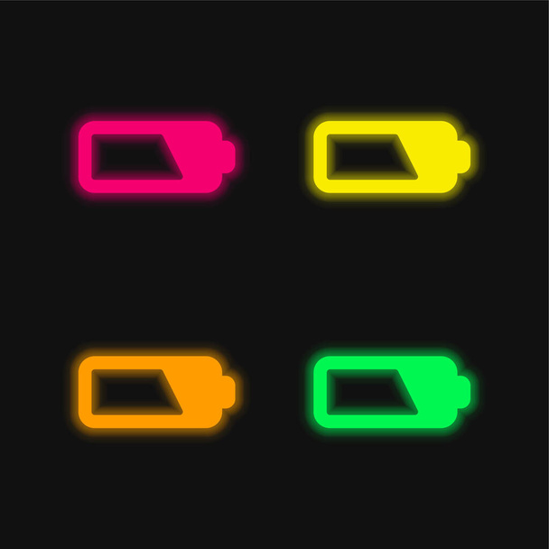 Akku neljä väriä hehkuva neon vektori kuvake - Vektori, kuva