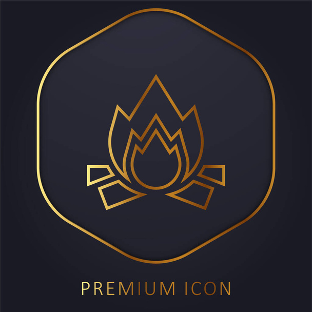 Bonfire línea de oro logotipo premium o icono - Vector, imagen