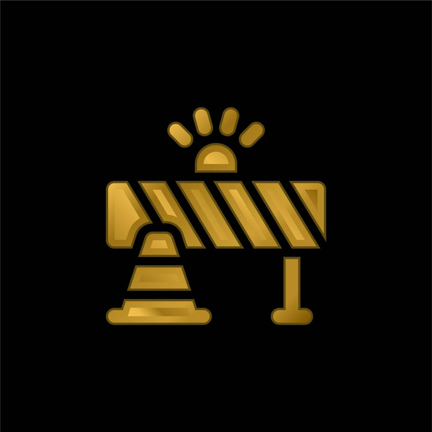 Barricade gold plated metalic icon or logo vector - Wektor, obraz
