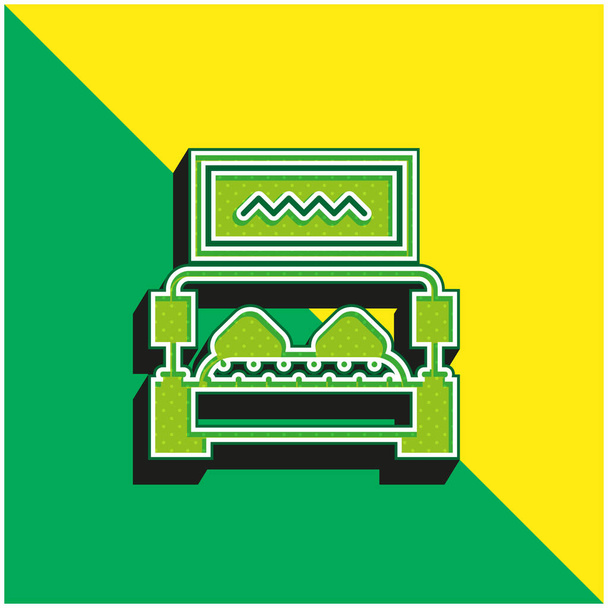 Bed Green and yellow modern 3d vector icon logo - Vector, Image