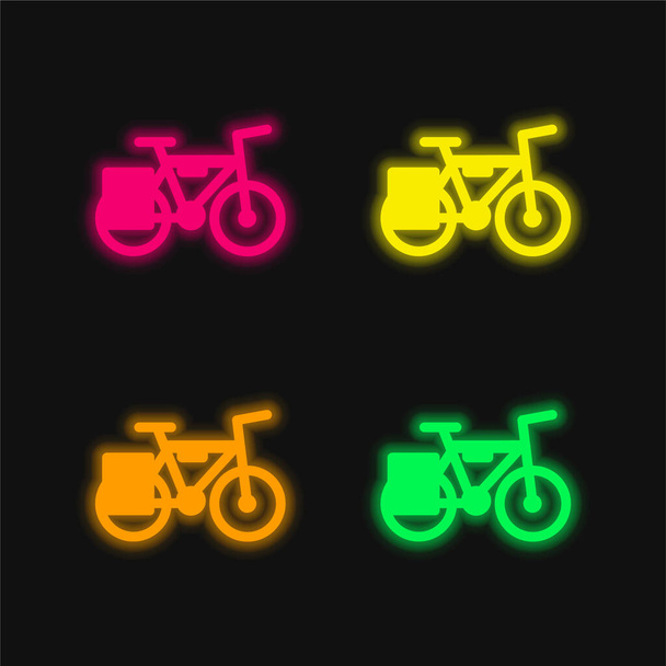 Rower cztery kolor świecący neon wektor ikona - Wektor, obraz