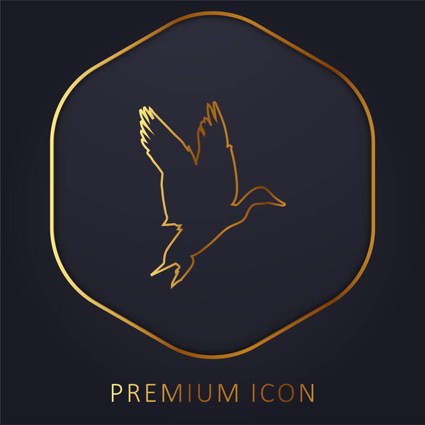 Bird Waterfowl Shape golden line premium logo or icon - Vector, Image