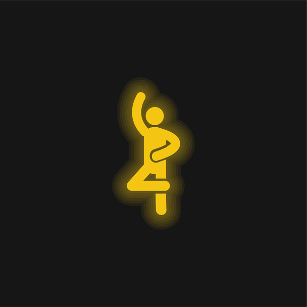 Ballet Pose yellow glowing neon icon - Vector, Image
