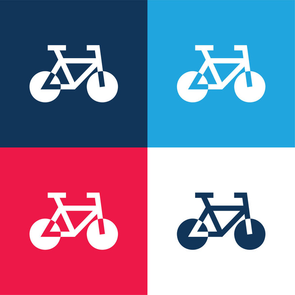 Bicicleta azul y rojo de cuatro colores mínimo icono conjunto - Vector, imagen