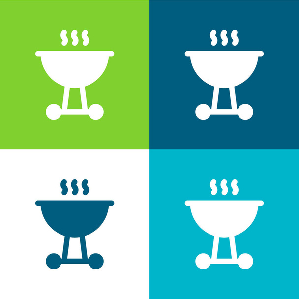 Bbq Flat conjunto de iconos mínimo de cuatro colores - Vector, Imagen
