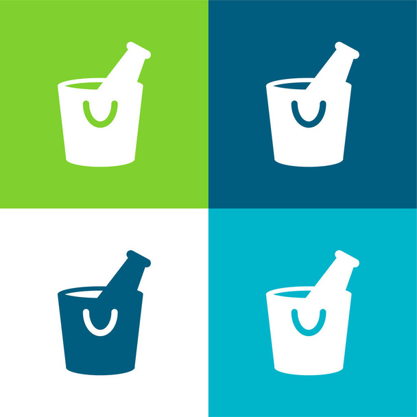 Alkohol Flach vier Farben minimales Symbol-Set - Vektor, Bild