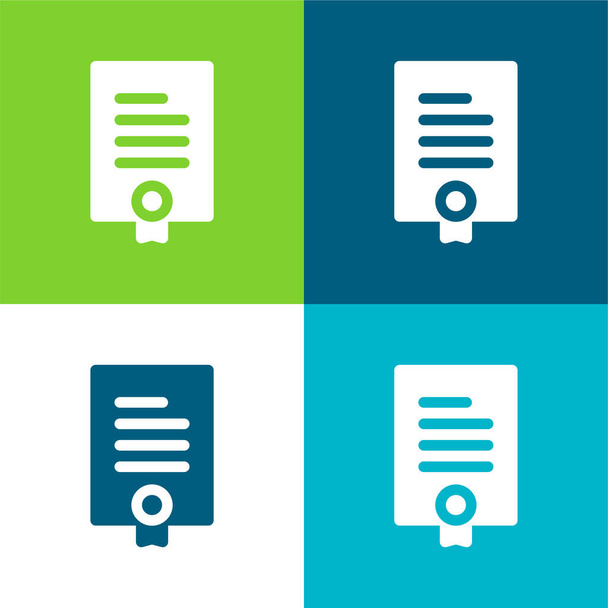 Acuerdo Plano de cuatro colores mínimo icono conjunto - Vector, imagen