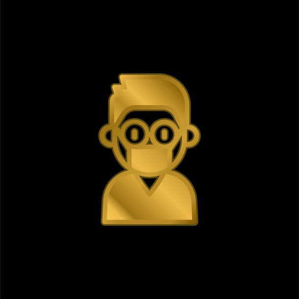 Niño chapado en oro icono metálico o logo vector - Vector, Imagen