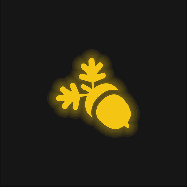 Acorn κίτρινο λαμπερό νέον εικονίδιο - Διάνυσμα, εικόνα
