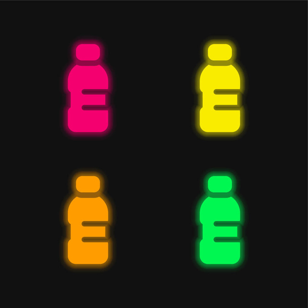 Μπουκάλι τέσσερα χρώμα λαμπερό εικονίδιο διάνυσμα νέον - Διάνυσμα, εικόνα