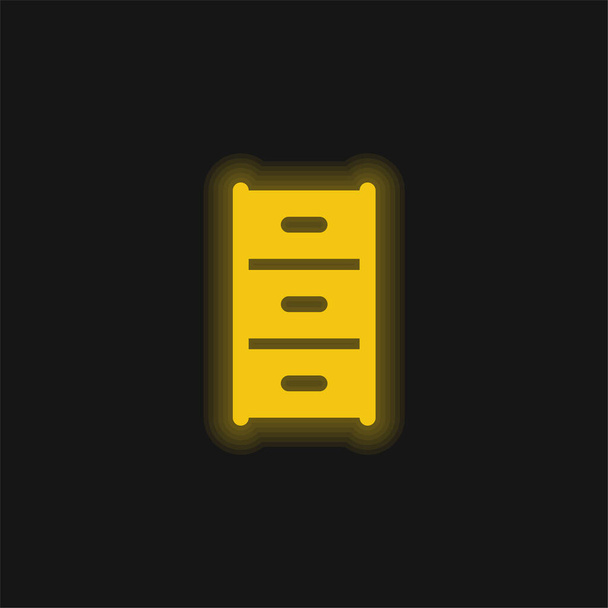 Arkisto keltainen hehkuva neon kuvake - Vektori, kuva