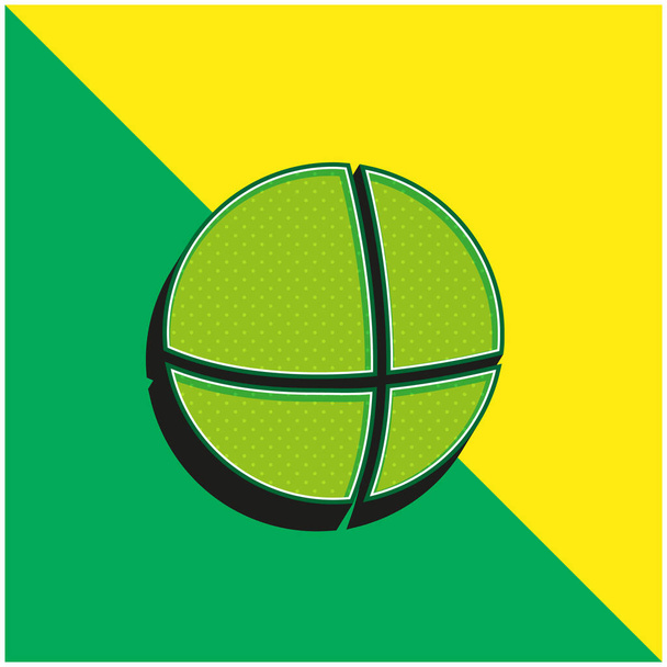 Dünya Logosu Yeşil ve Sarı 3D vektör simgesi - Vektör, Görsel