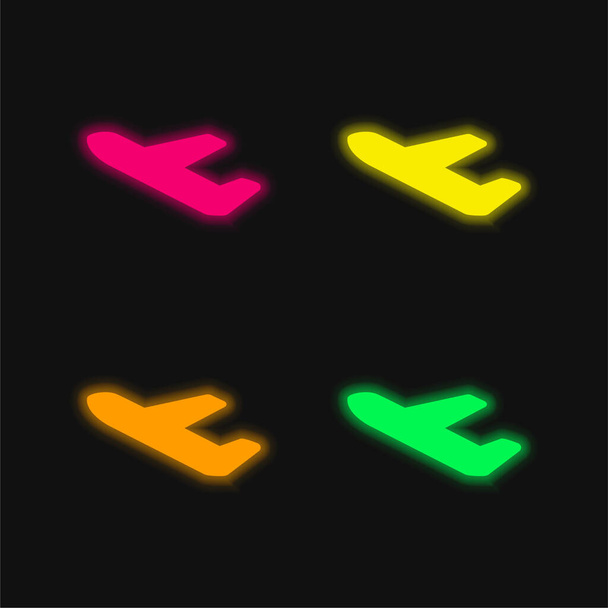 Αεροδρόμιο Αναχωρήσεις τεσσάρων χρωμάτων λαμπερό εικονίδιο διάνυσμα νέον - Διάνυσμα, εικόνα