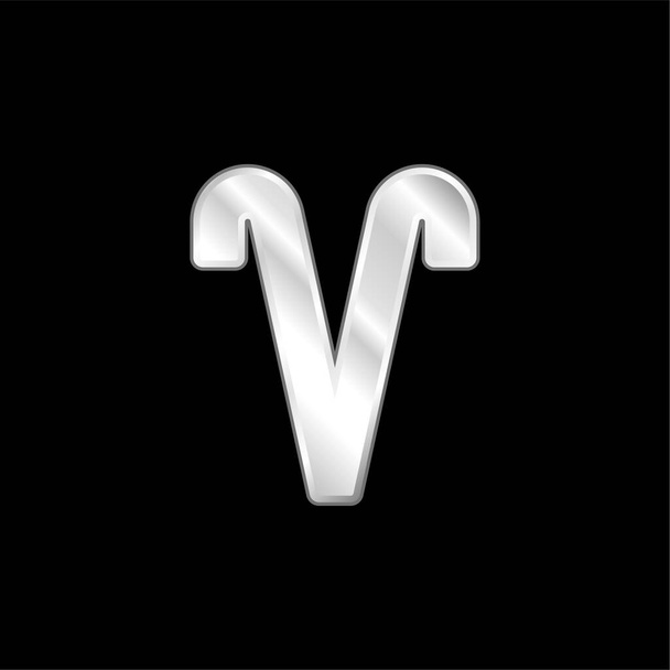 Aries plateado icono metálico - Vector, imagen