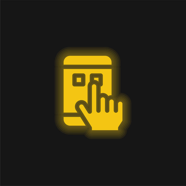 Uygulama sarı parlak neon simgesi - Vektör, Görsel