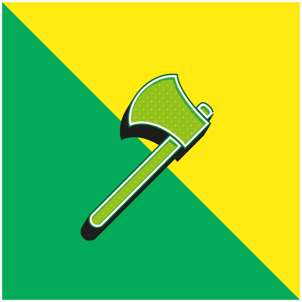 Ax Outline Green and yellow modern 3d vector icon logo - Vektör, Görsel