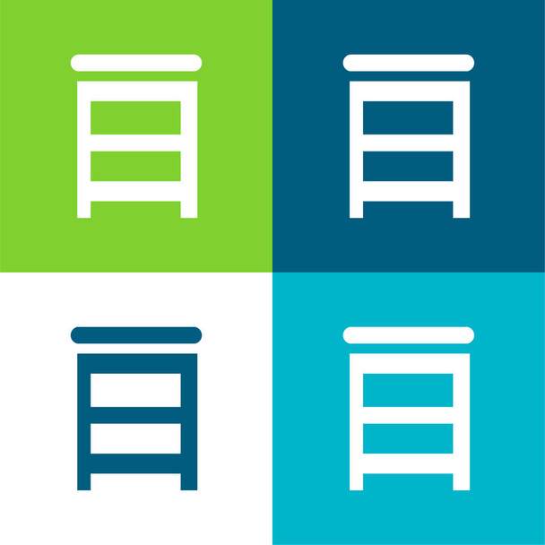 Outil d'escalier de chambre Ensemble d'icônes minimal plat de quatre couleurs - Vecteur, image