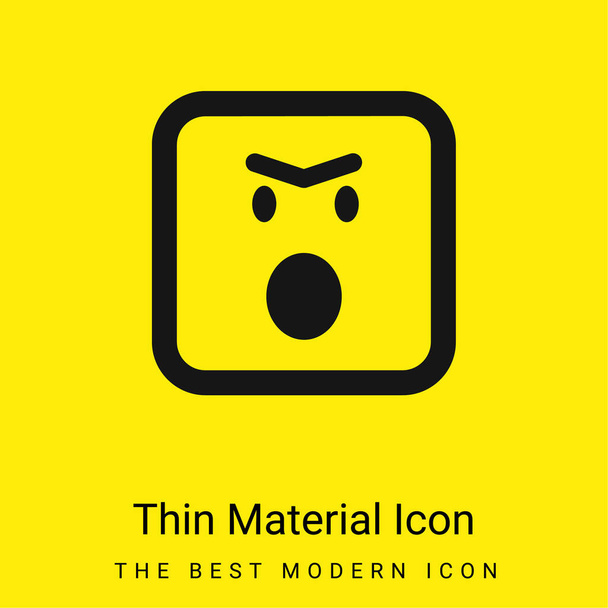 Rozzlobený emotikonový obličej s otevřenými ústy v zaobleném čtvercovém obrysu minimální jasně žlutá ikona materiálu - Vektor, obrázek