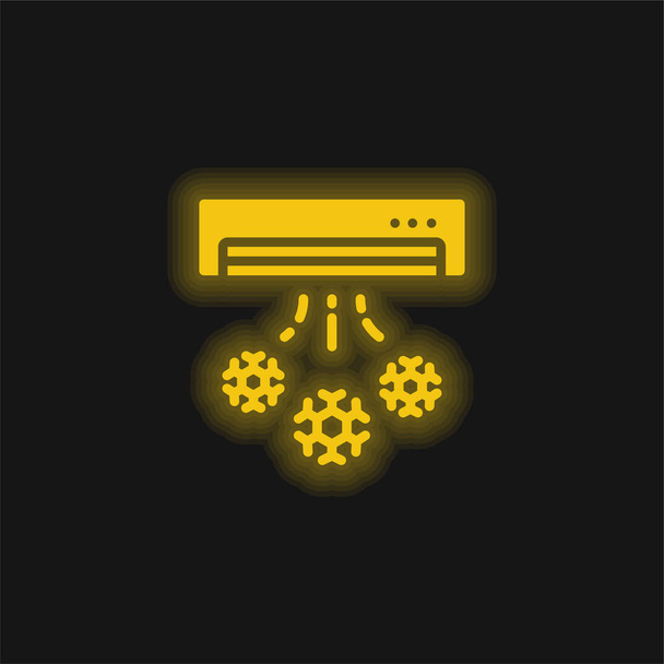 Aire acondicionado amarillo brillante icono de neón - Vector, Imagen