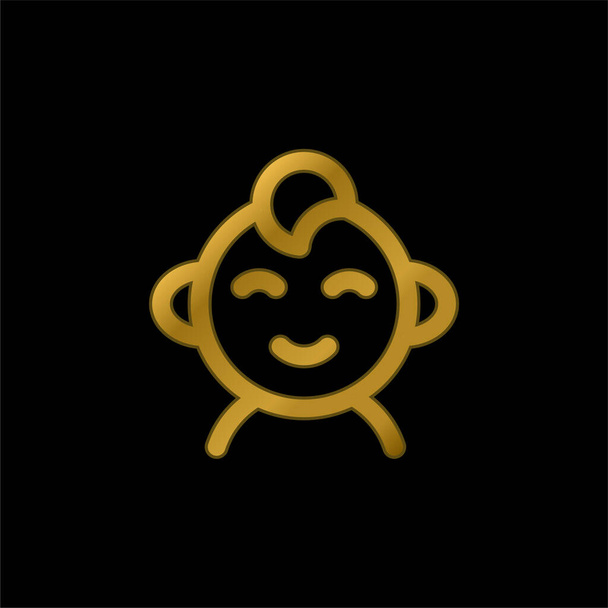 Baby Boy chapado en oro icono metálico o logo vector - Vector, Imagen