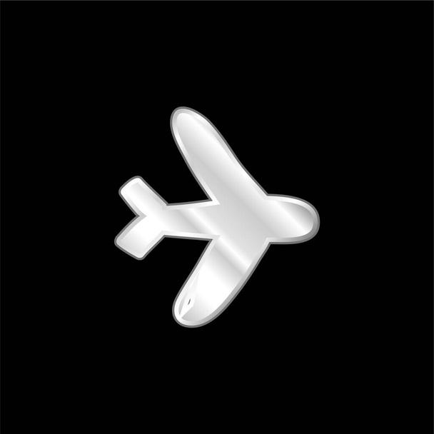 Airplane Mode silver plated metallic icon - Vector, Image