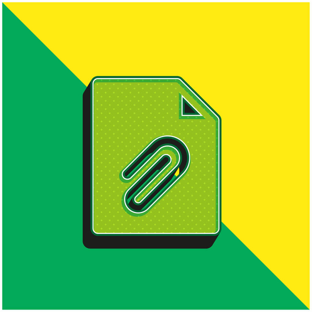 Anexado verde e amarelo moderno logotipo vetor 3d ícone - Vetor, Imagem