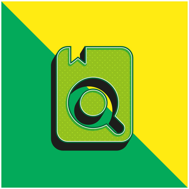 Book Search Green and yellow modern 3d vector icon logo - Vector, Image