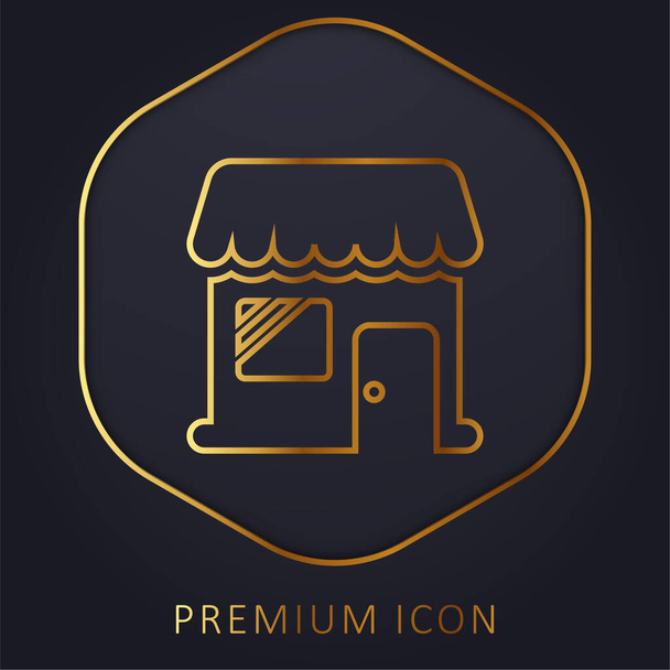 Big Store linha dourada logotipo premium ou ícone - Vetor, Imagem