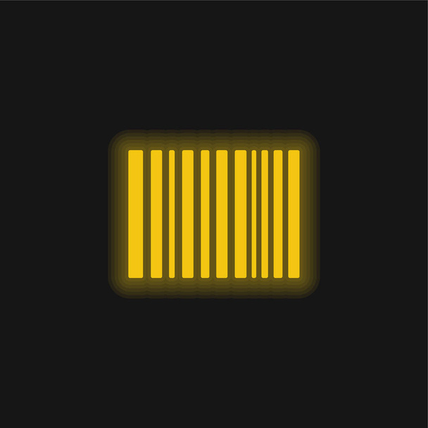 Líneas de código de barras amarillo brillante icono de neón - Vector, Imagen