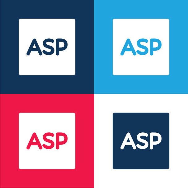 Logotipo ASP azul y rojo conjunto de iconos mínimo de cuatro colores - Vector, imagen
