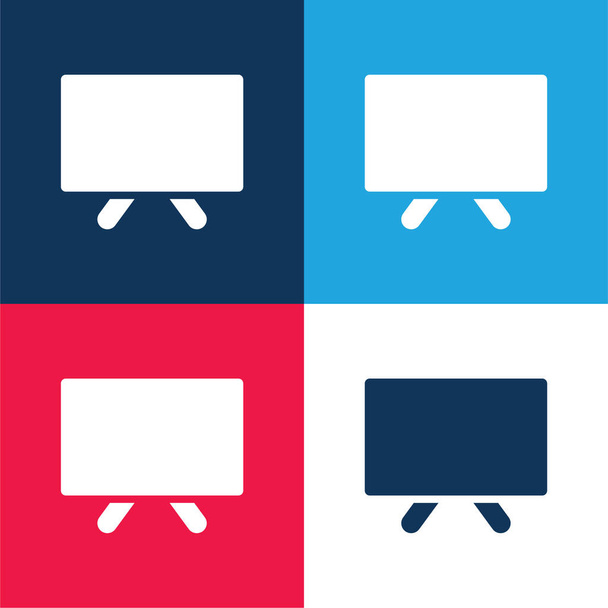 Pizarra en blanco azul y rojo conjunto de iconos mínimo de cuatro colores - Vector, Imagen