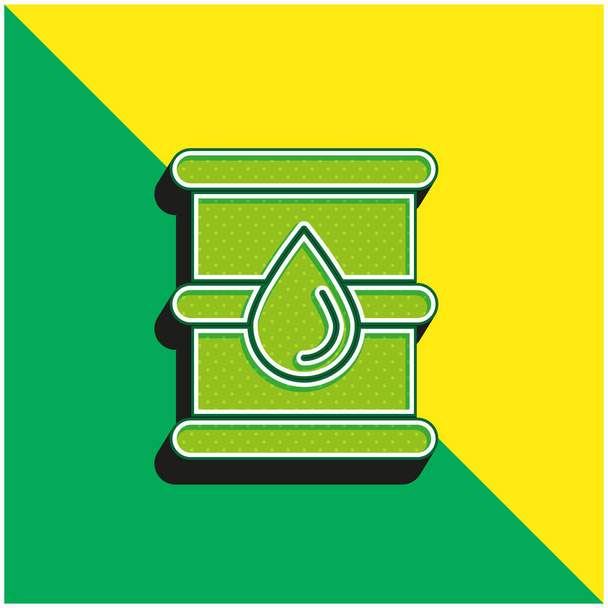 Barrel Verde e amarelo moderno logotipo vetor 3d ícone - Vetor, Imagem