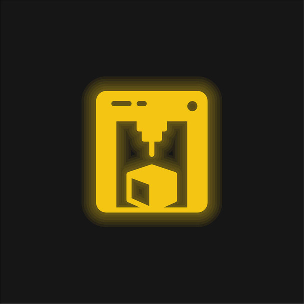 3D nyomtató sárga izzó neon ikon - Vektor, kép