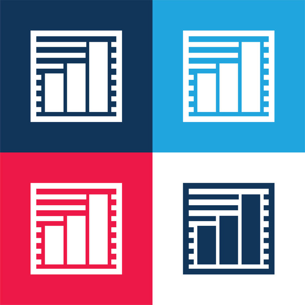Barres Graphic bleu et rouge quatre couleurs minimum jeu d'icônes - Vecteur, image