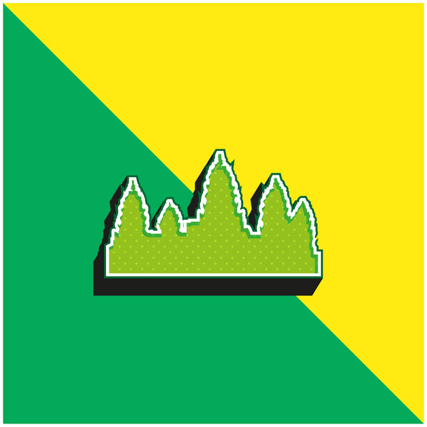 Ангкор Ват Зеленый и желтый современный трехмерный векторный логотип - Вектор,изображение