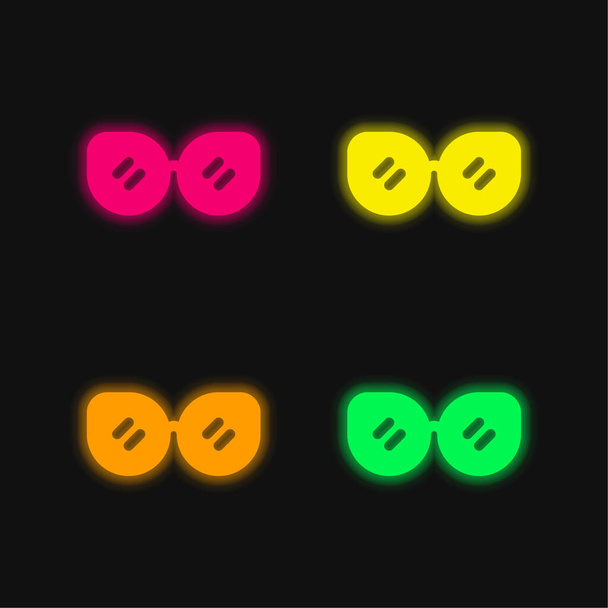 Lisävaruste nelivärinen hehkuva neon vektori kuvake - Vektori, kuva