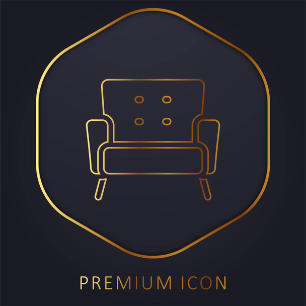 Armchair golden line premium logo or icon - Vector, Image