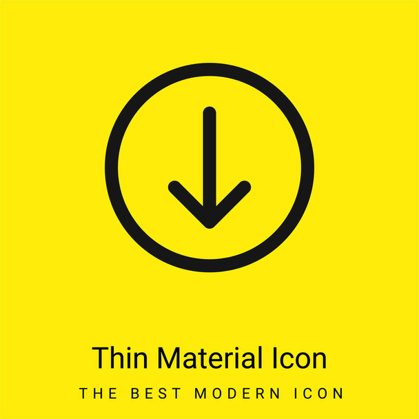 Arrow Down minimal bright yellow material icon - Vector, Image