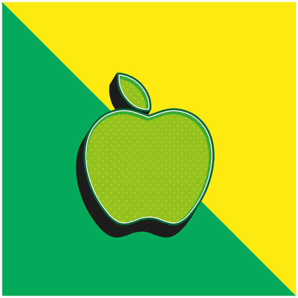 Manzana verde y amarillo moderno vector 3d icono del logotipo - Vector, Imagen