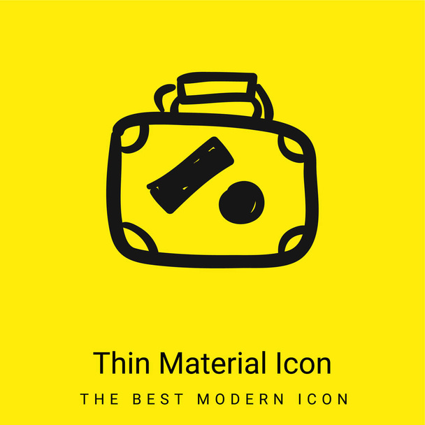Handgezeichnete Umrisse des Gepäcks mit Etiketten minimales, leuchtend gelbes Materialsymbol - Vektor, Bild