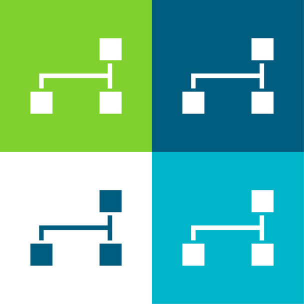 Block Scheme Of Three Black Squares Flat four color minimal icon set - Vector, Image