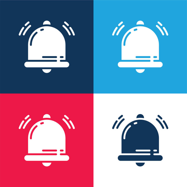 Bell blue and red four color minimal icon set - Vector, Image