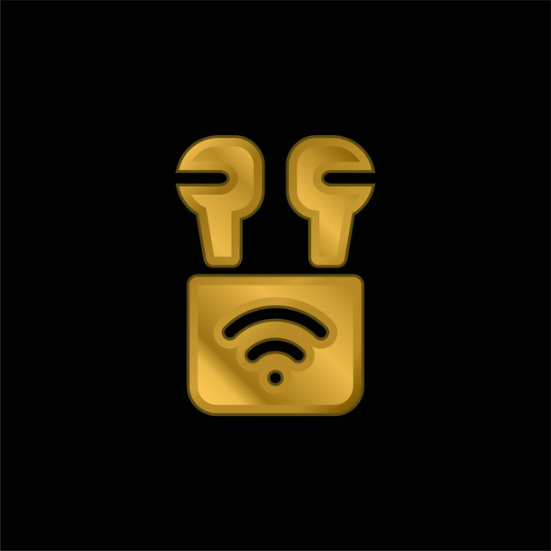 Airpods oro placcato icona metallica o logo vettoriale - Vettoriali, immagini