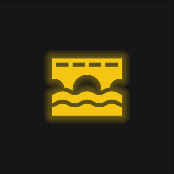 Híd sárga izzó neon ikon - Vektor, kép