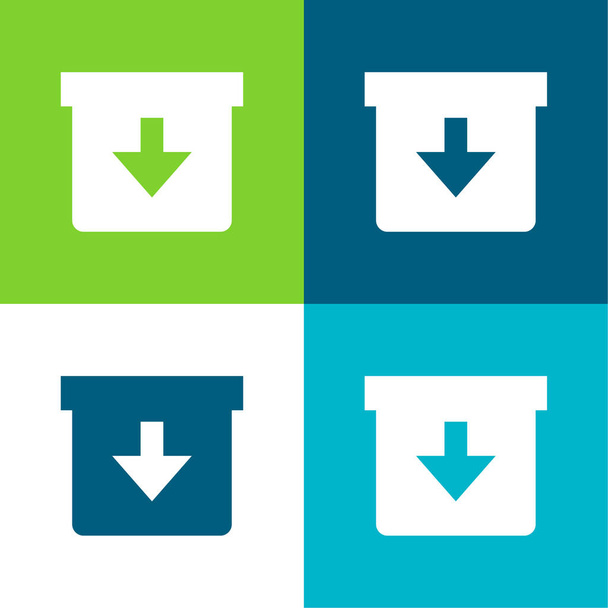 Box Flat cztery kolory minimalny zestaw ikon - Wektor, obraz