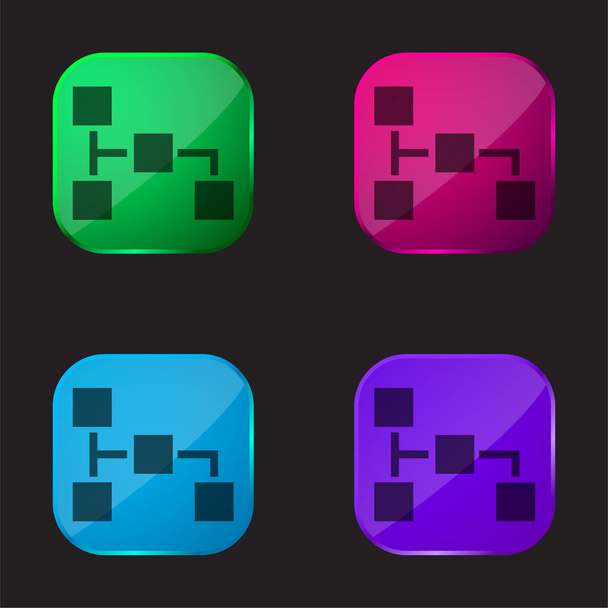 Block-Schema vier Farben Glas-Taste-Symbol - Vektor, Bild