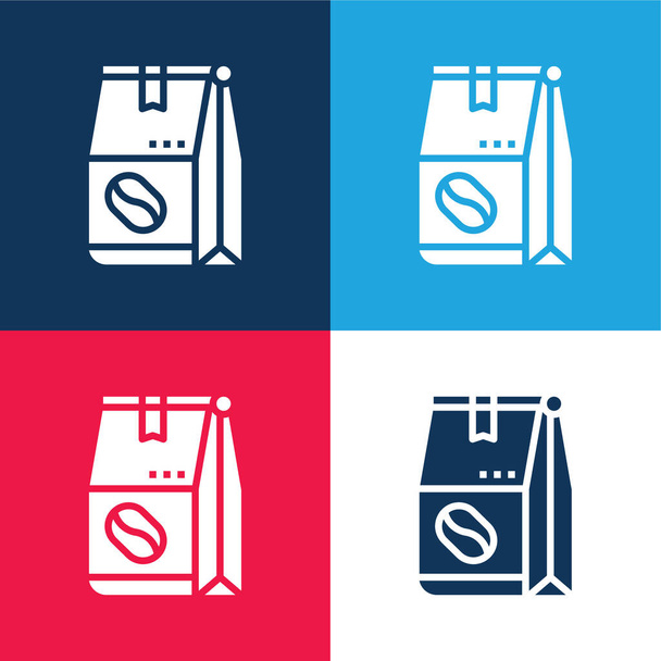 Feijão azul e vermelho conjunto de ícones mínimos de quatro cores - Vetor, Imagem