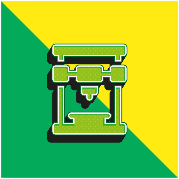 3d Printer Groen en geel modern 3D vector icoon logo - Vector, afbeelding