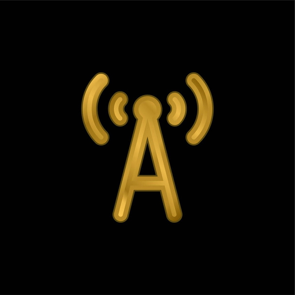 Antenna aranyozott fémbevonatú ikon vagy logó vektor - Vektor, kép