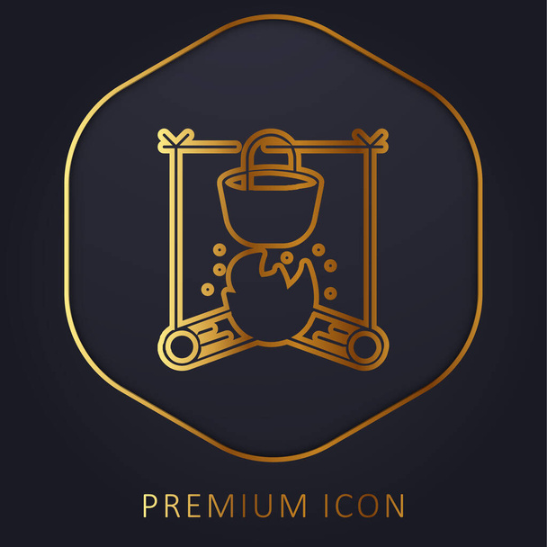 Bonfire gouden lijn premium logo of pictogram - Vector, afbeelding